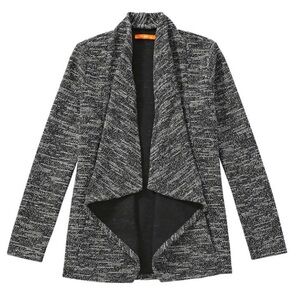 Black and Gray Waterfall Open Front Cardigan